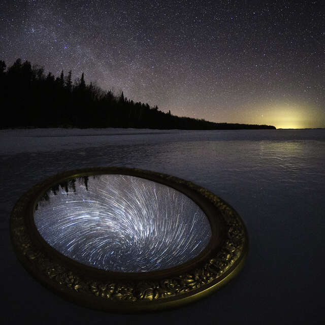 Mirror on Lake Reflection Star Trails