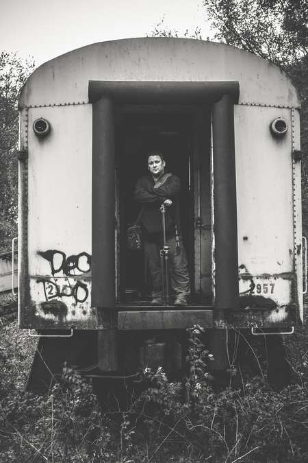 Jamie in abandoned train