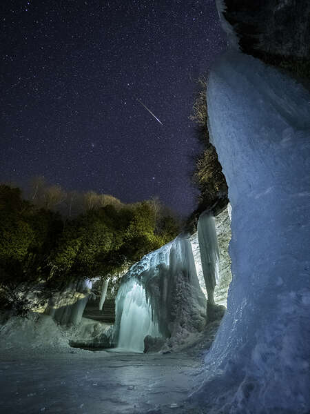 Frozen Waterfalls at Night