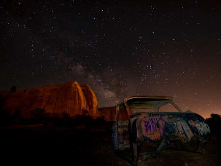 Graffiti Car Under Night Sky