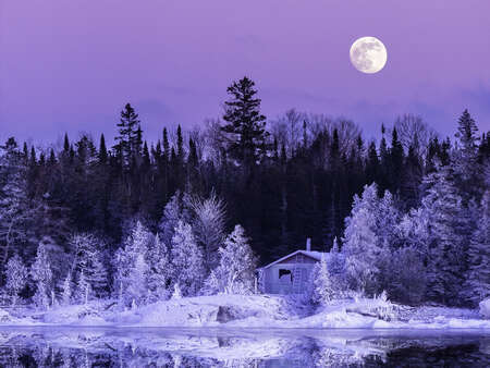 Moon Over Winter Landscape