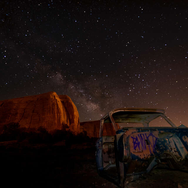 Graffiti Car Under Night Sky