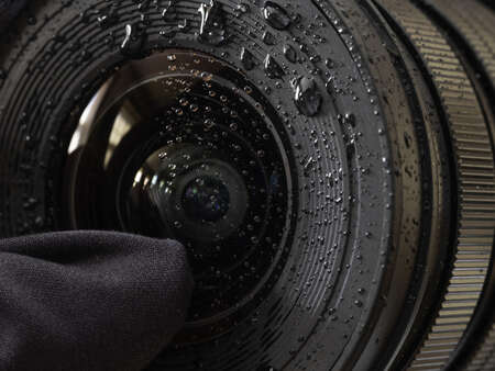 Lens with Water Droplets