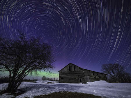 Star trails and Barn